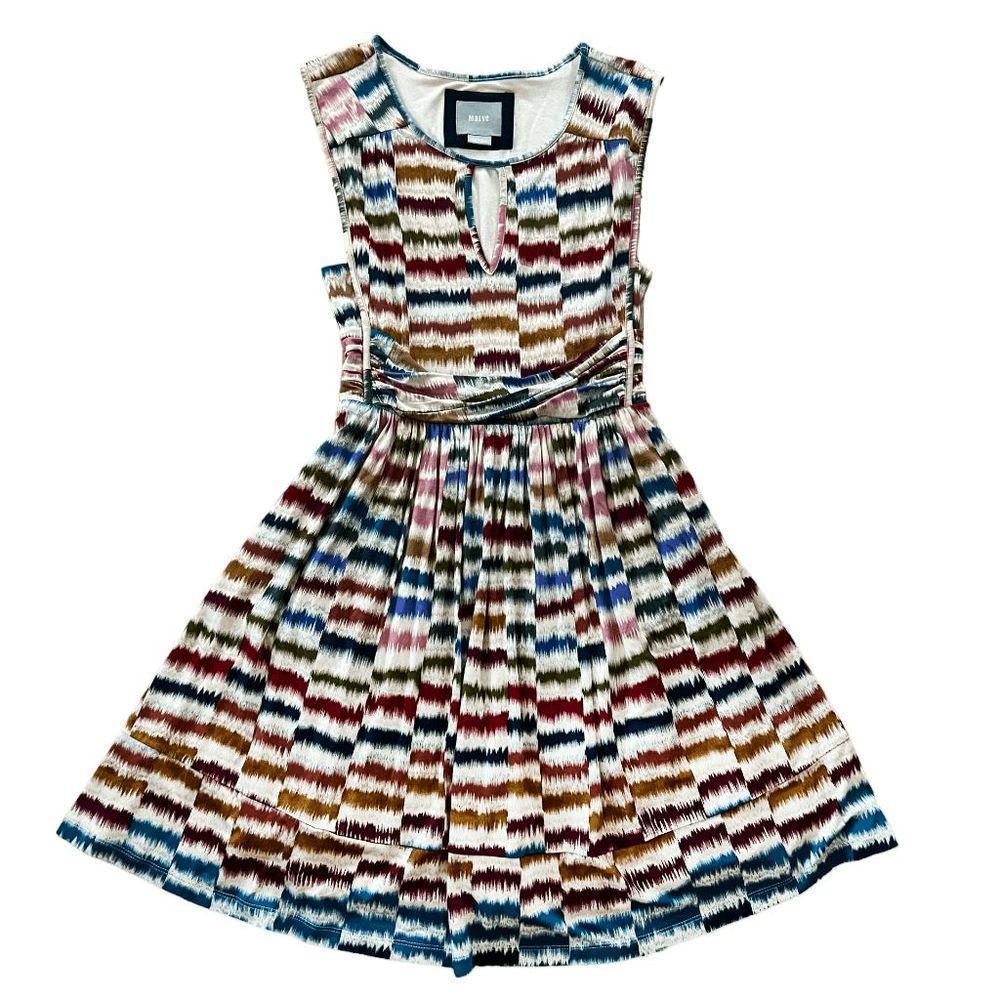 Maeve Anthropologie XS Sennebec Keyhole Multicolor Knit Jersey Pockets Dress